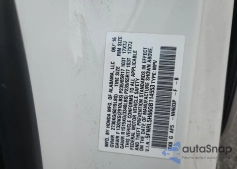 2016 Honda Odyssey Exl from USA, damaged, VIN 5FNRL5H66GB114553
